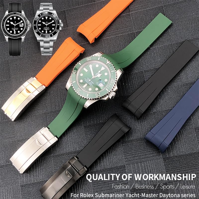 Bracelet montre silicone vert Submariner pour Rolex GMT et Explorer
