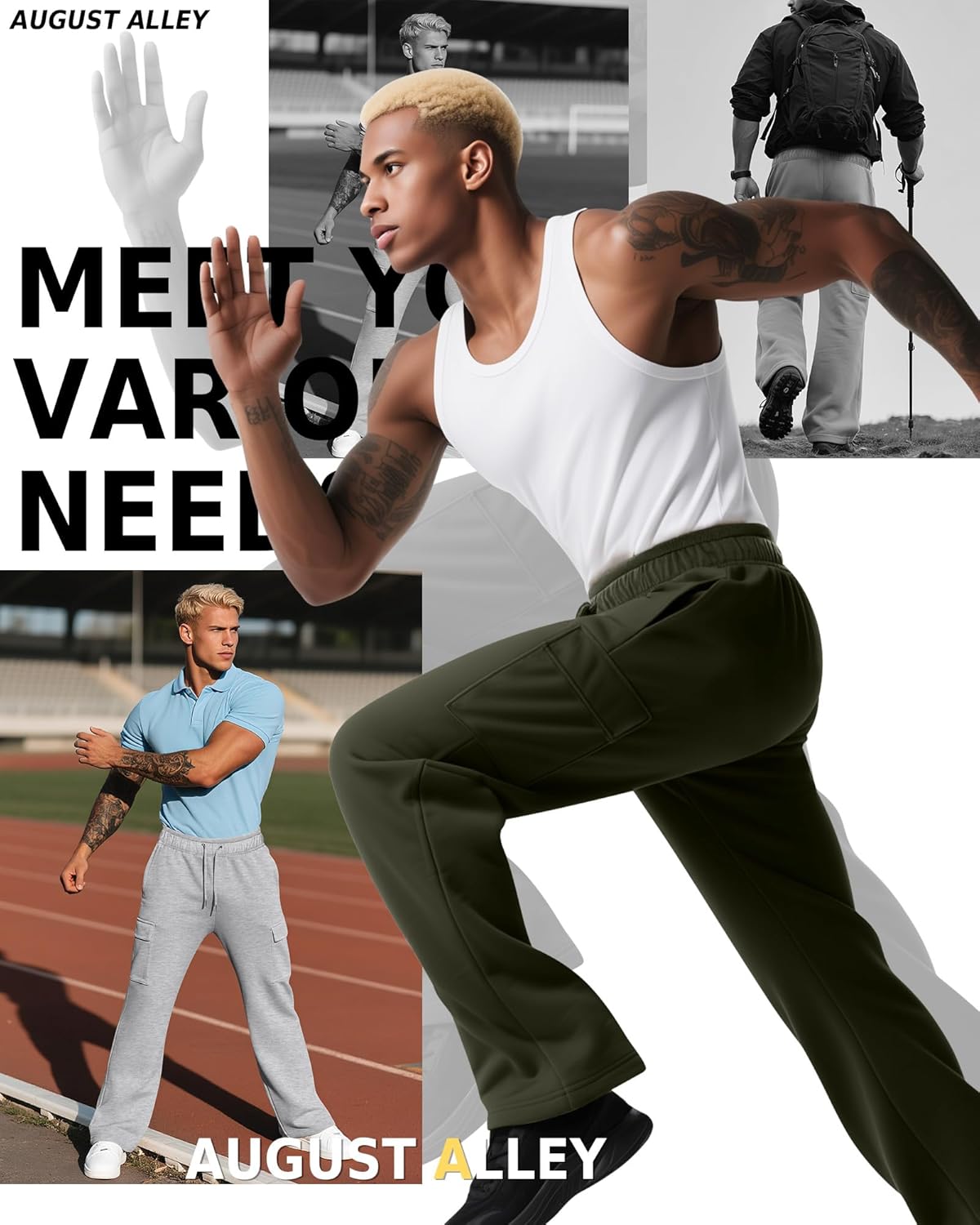 3 Pack Men's Cargo Sweatpants Drawstring Thin Straight Leg Pants Casual Baggy Open Bottom Jogger with Pockets - Image 6