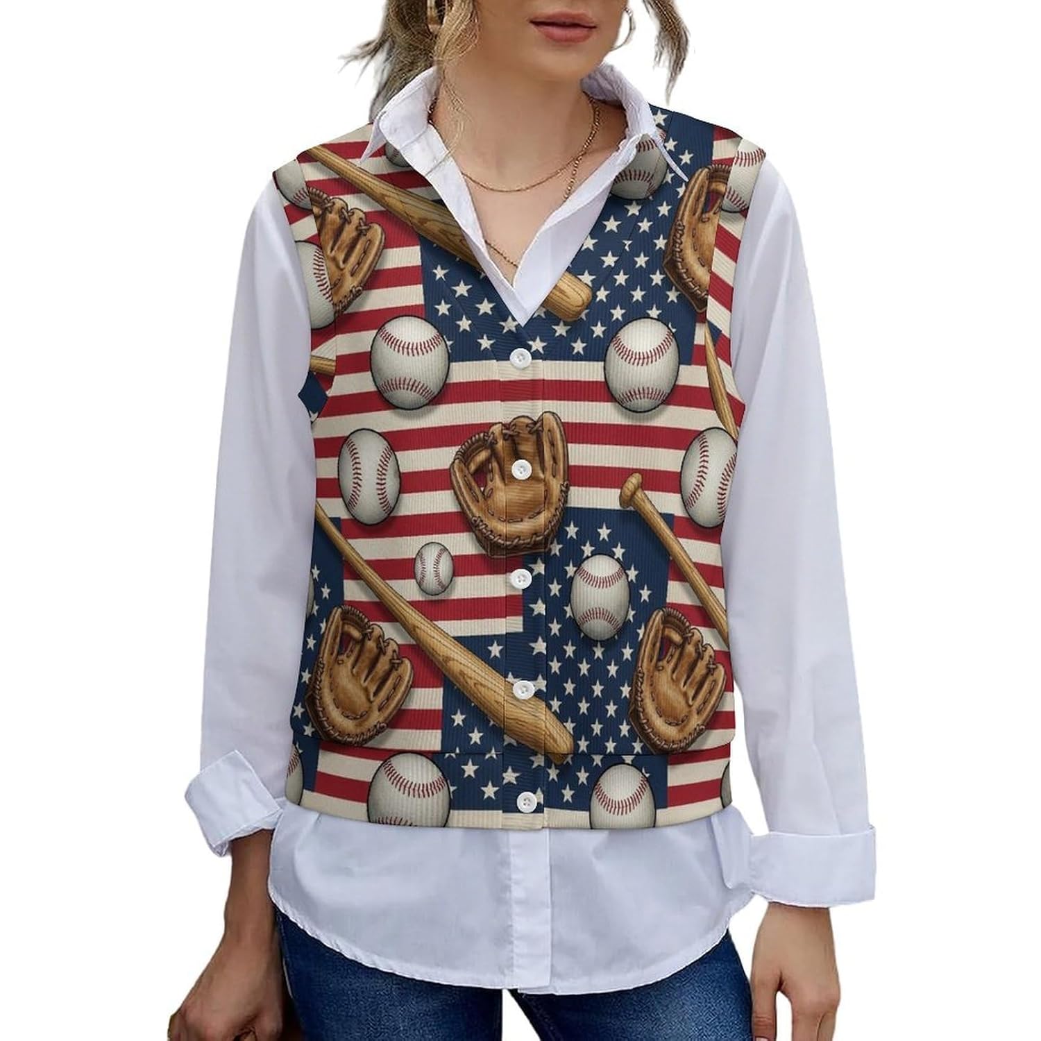 Womens Sweater Vest Button Down Sleeveless Sweater Vest Knit Crop Top Outerwear