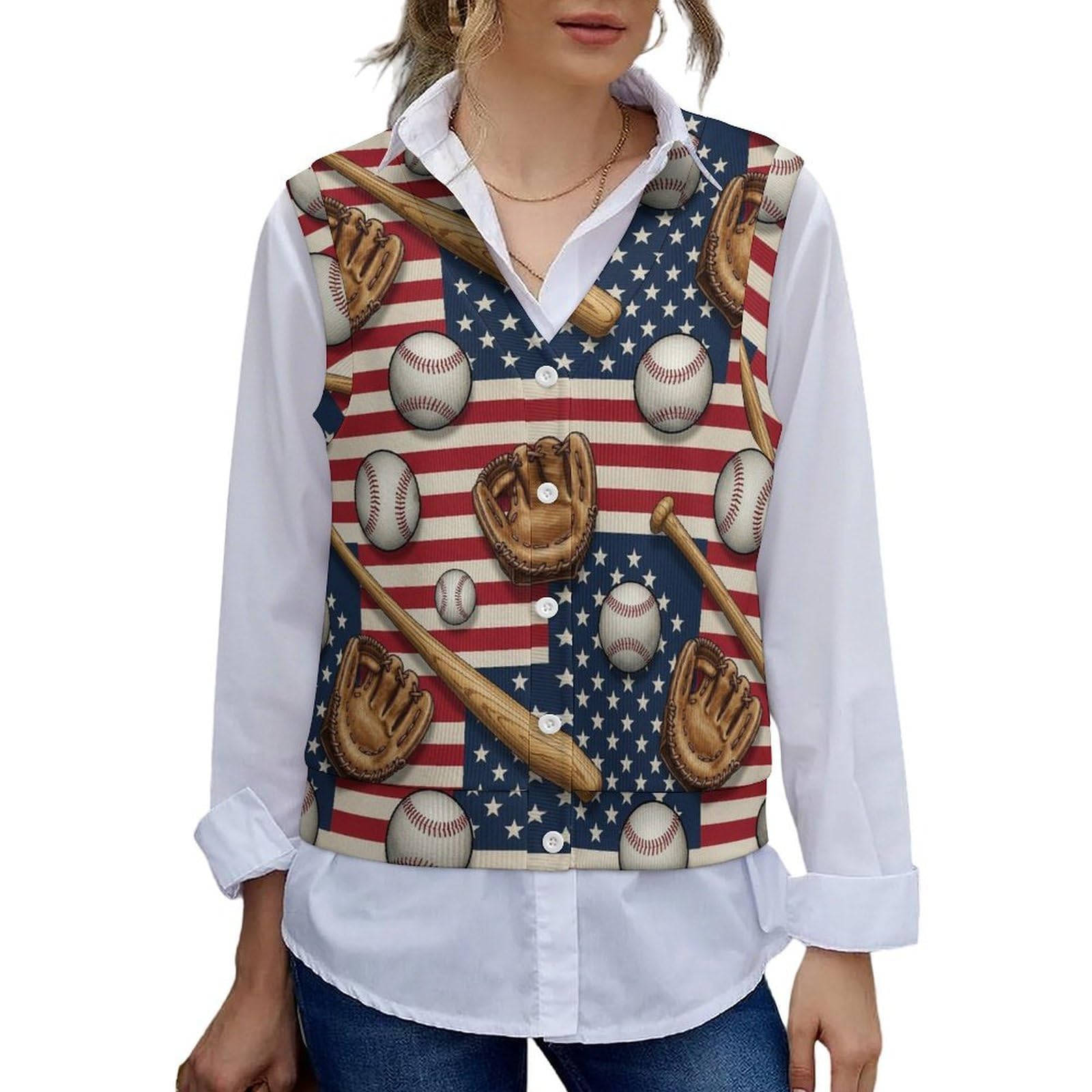 Womens Sweater Vest Button Down Sleeveless Sweater Vest Knit Crop Top Outerwear