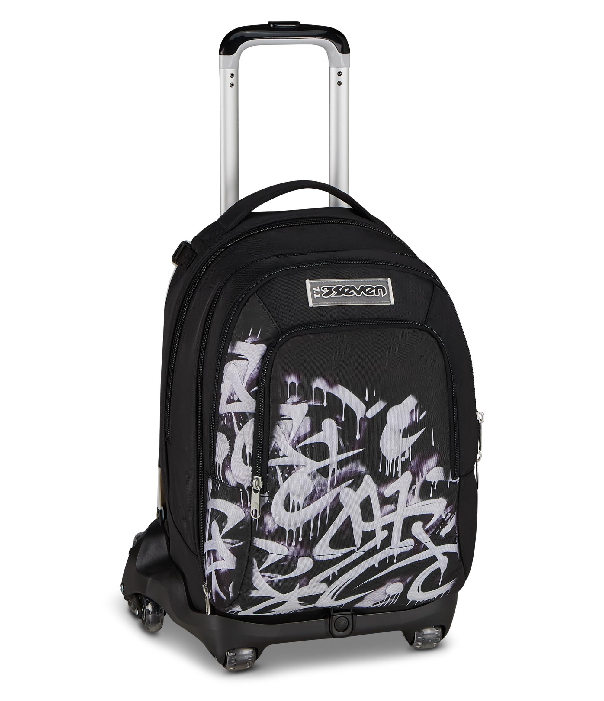 Seven Trolley Scuola Jack 8 Ruote Detach PLUMPY LINE BOY, Nero, 43 L, Scomponibile, Zainetto staccabile, 4 in 1, Cross-over System, Tasche multifunzione, Scuola elementare e media, Bambini, Ragazzi