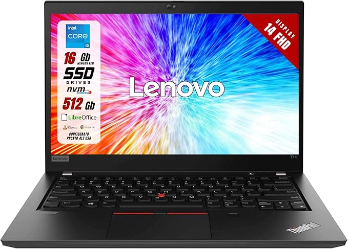 Lenovo ThinkPad T14 - Pc Portatile Intel i5-1135G7 4 Core 2.4Ghz - Display 14" FHD - Ram 16Gb SSD 512Gb - Notebook con Win 11 Pronto all'uso (Ricondizionato)