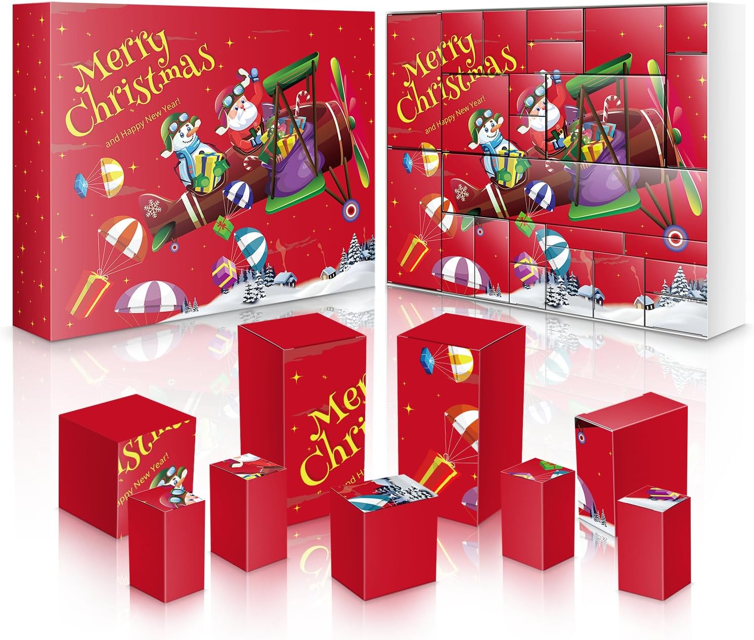 2025 Christmas Advent Calendar Box Set DIY - 24 Days of Surprise Gift Boxes to Fill for Kids, Family & Friends - Red