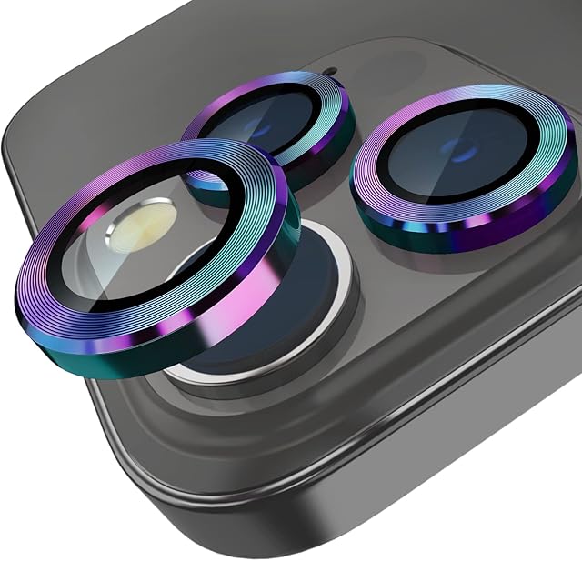 imluckies [Upgraded] Compatible with iPhone 14 Pro/iPhone 14 Pro Max Camera Lens Protector, Anti-Scratch HD Tempered Glass Lens Screen Protection Cover, Metal Individual Lens Ring 2022, Colorful