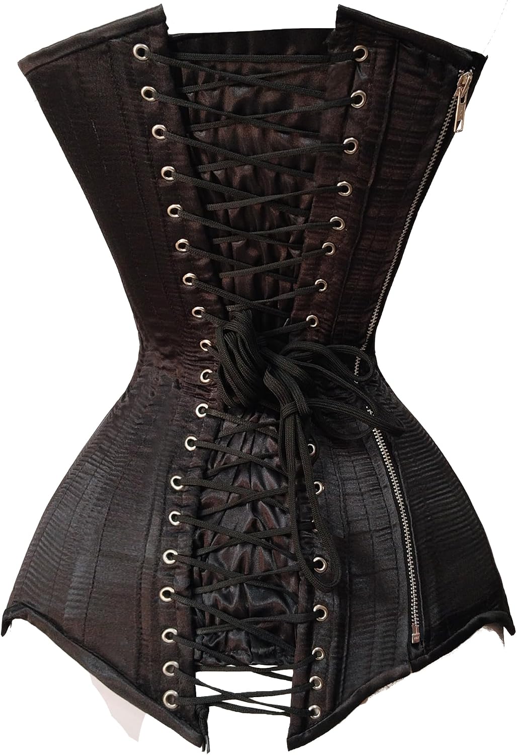 26 Double Steel Boned Satin Long Torso Corset #8151 | Heavy duty waist training body shaper. Premium satin fabric with secure front zipper closure. Style 8151-SVZ-SA