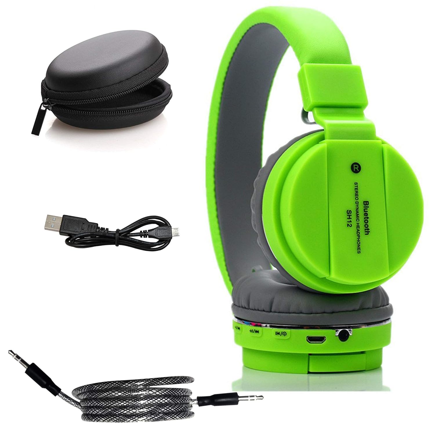 Sports SH12 Wireless Bluetooth Over the Ear Headphone with Mic (Green