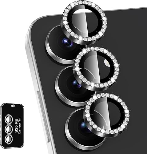 Miniatura 34 de Protector de lente de cámara para Samsung Galaxy S25 FE, cubierta individual de lente de vidrio templado con anillo de metal, [fuerte adsorción]