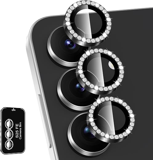 Avocase for Samsung Galaxy S25 FE Camera Lens Protector, Individual Metal Ring Tempered Glass Lens Cover, [Strong Adsorpti...