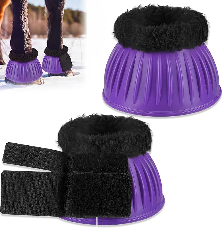 Botas de Sino para Cavalos em Borracha com Forro de Pelúcia Abbylike Large, Roxo, 1 Par