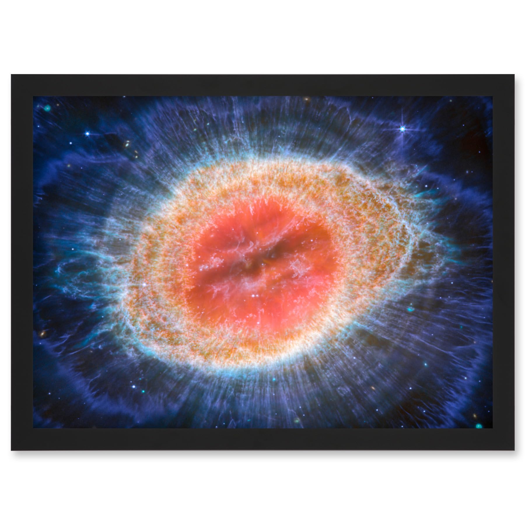 Artery8 NASA James Webb Telescope MIRI Image of the Ring Nebula Planetary Messier 57 Intricate Details of a Dying Star Formation Celestial Doughnut in Space Artwork Framed A3 Wall Art Print
