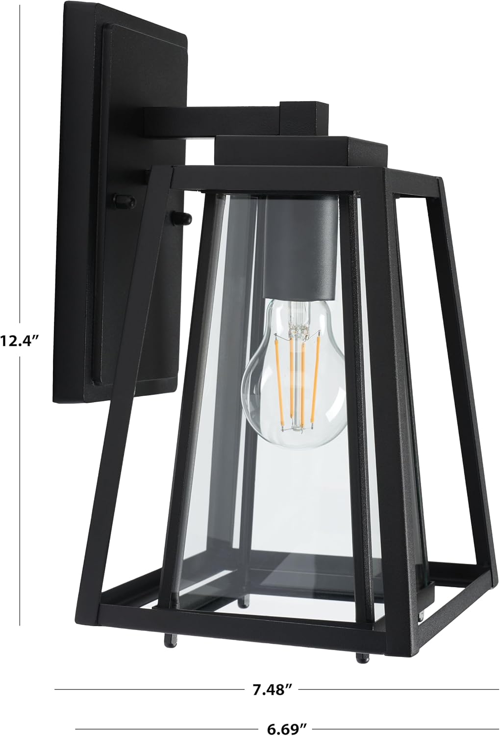 SAFAVIEH Lighting Collection Rydler Black Outdoor Sconce Set of 2 Light Fixture (LED Bulbs Included)