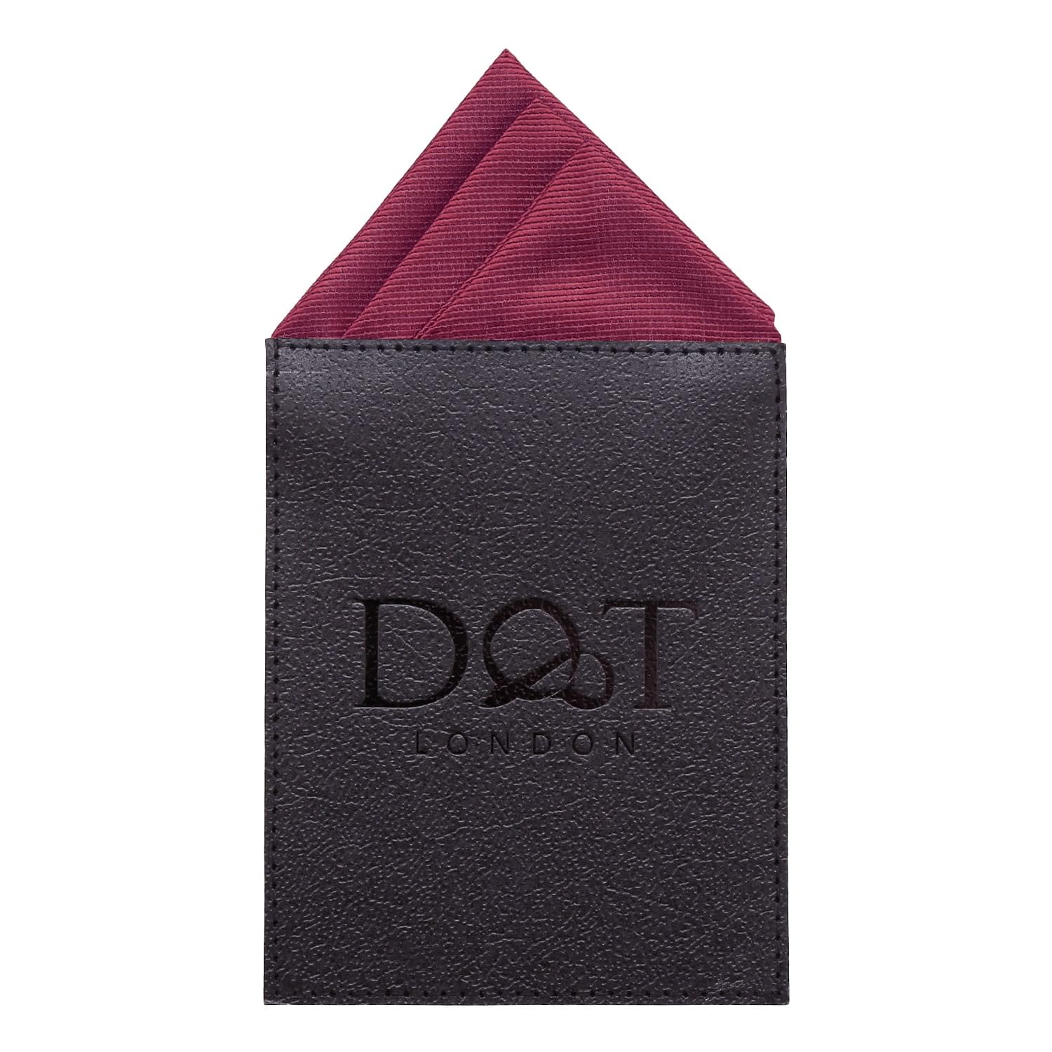 DQT Mens Plain Twill Pre-Folded Pocket Square - Wedding, Business & Formal Suit Handkerchief - Burgundy - One Peak