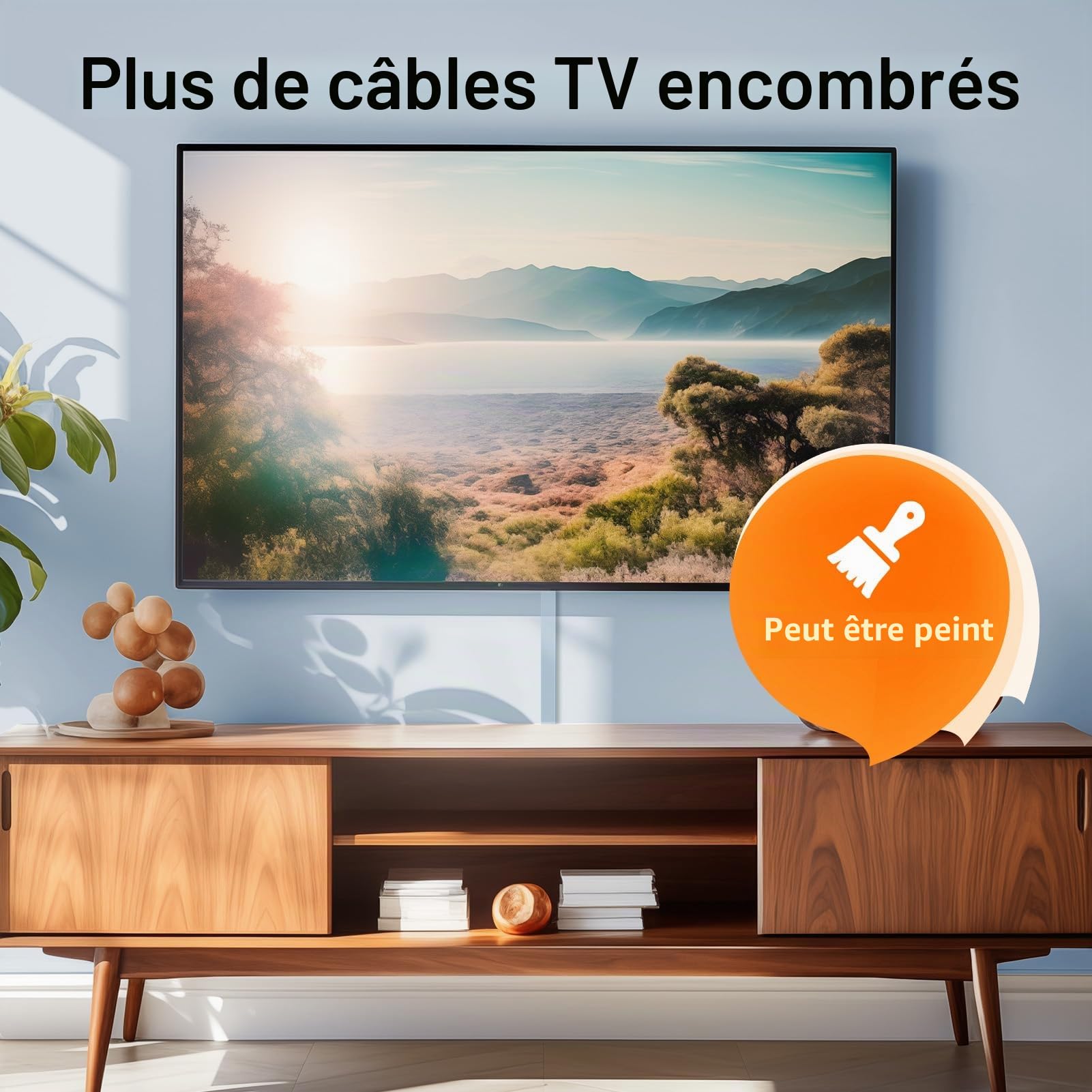 Delamu 4M Goulotte Passe Cable Murale Autocollante, Cable Management, Cache Cable Fils Goulotte Electrique pour TV & Bureau, 10 pièces, L400mm x W24mm x H14mm, ‌Beige