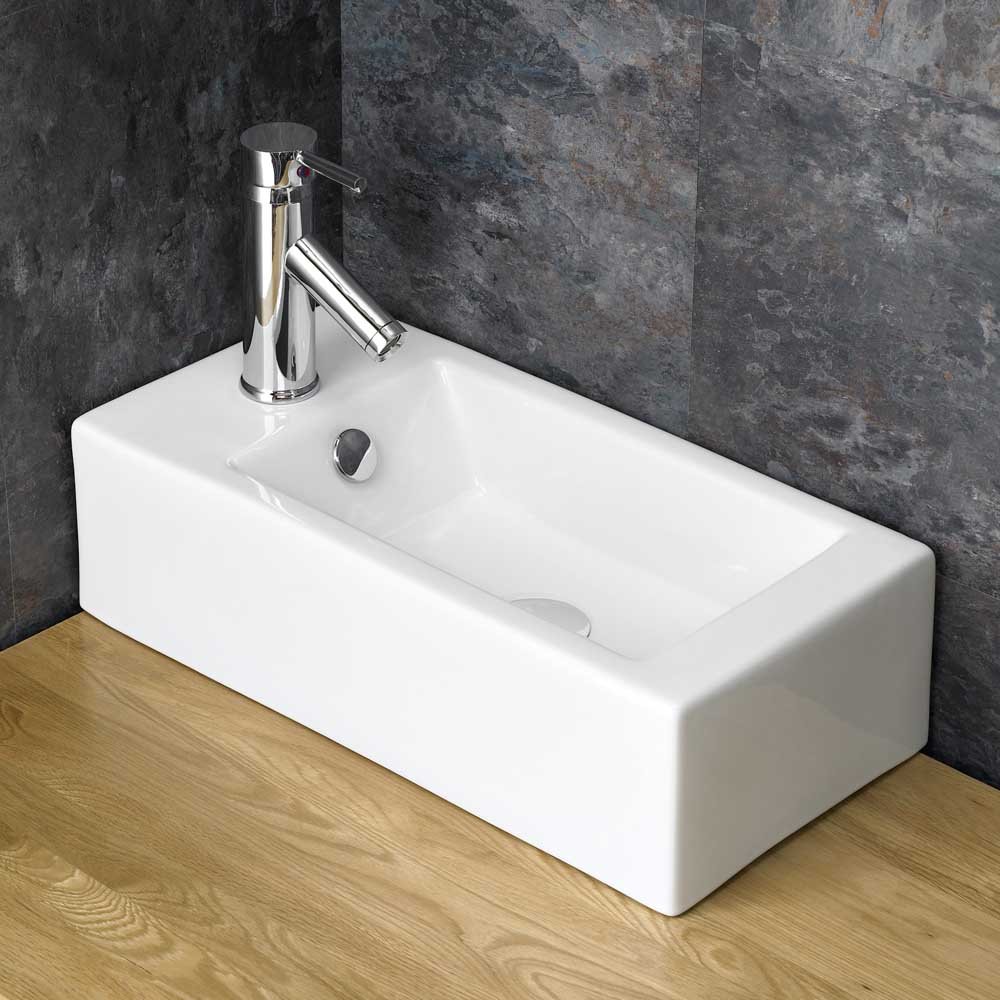 Buy Clickbasin Slim Narrow Countertop Cloakroom Basin White Ceramic