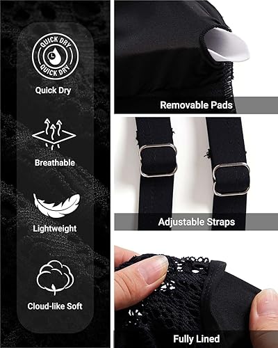 Miniatura 6 de Holipick Traje de baño de una pieza con control de abdomen de ganchillo, traje de baño modesto de cuello alto y cobertura completa