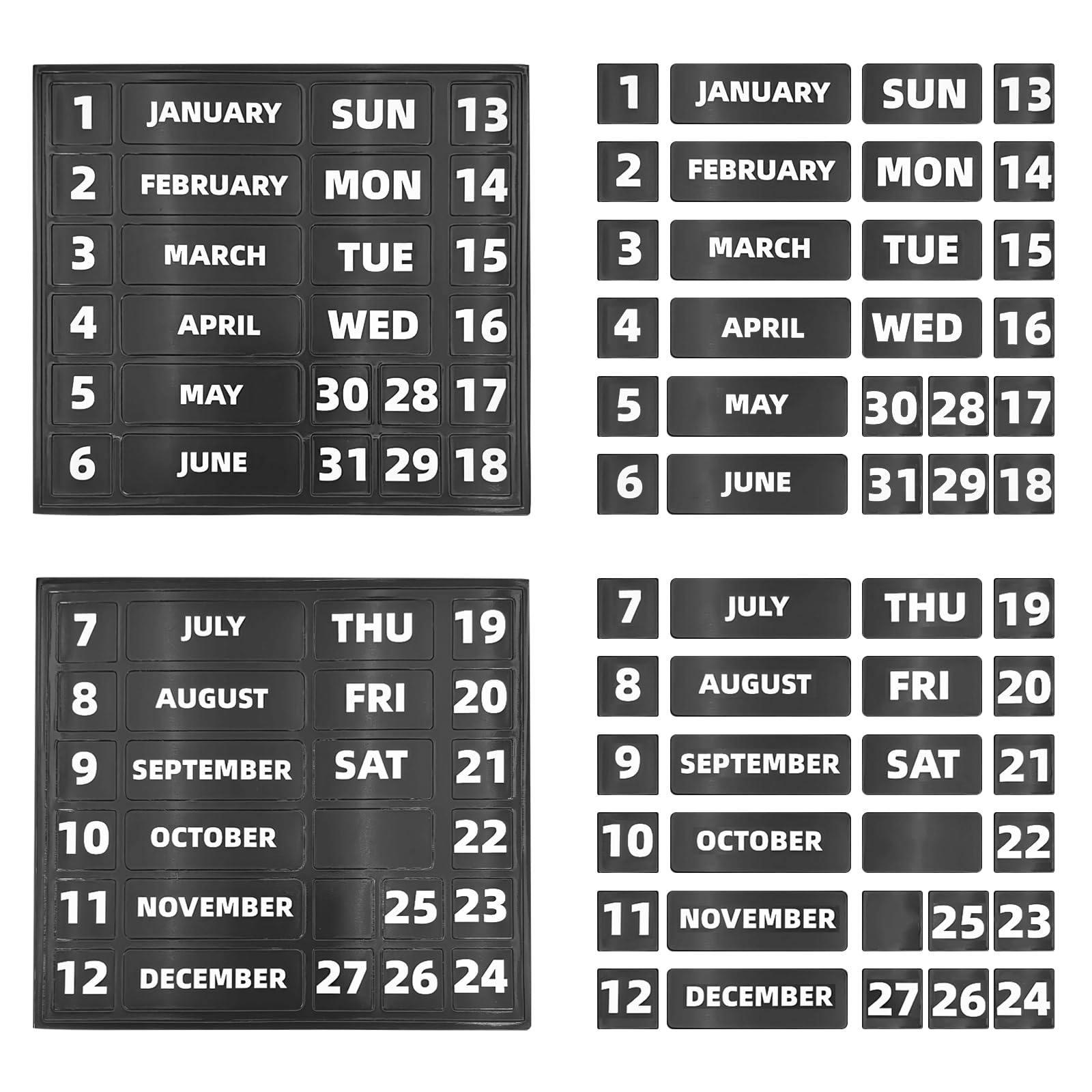 amazon-com-2-sets-pack-large-magnetic-calendar-numbers-and-months-for-dry-erase-calendar-whiteboard-magnetic-board-accessories-for-office-classroom-refrigerator-home-white-chatacter-printing-on-black-office-products