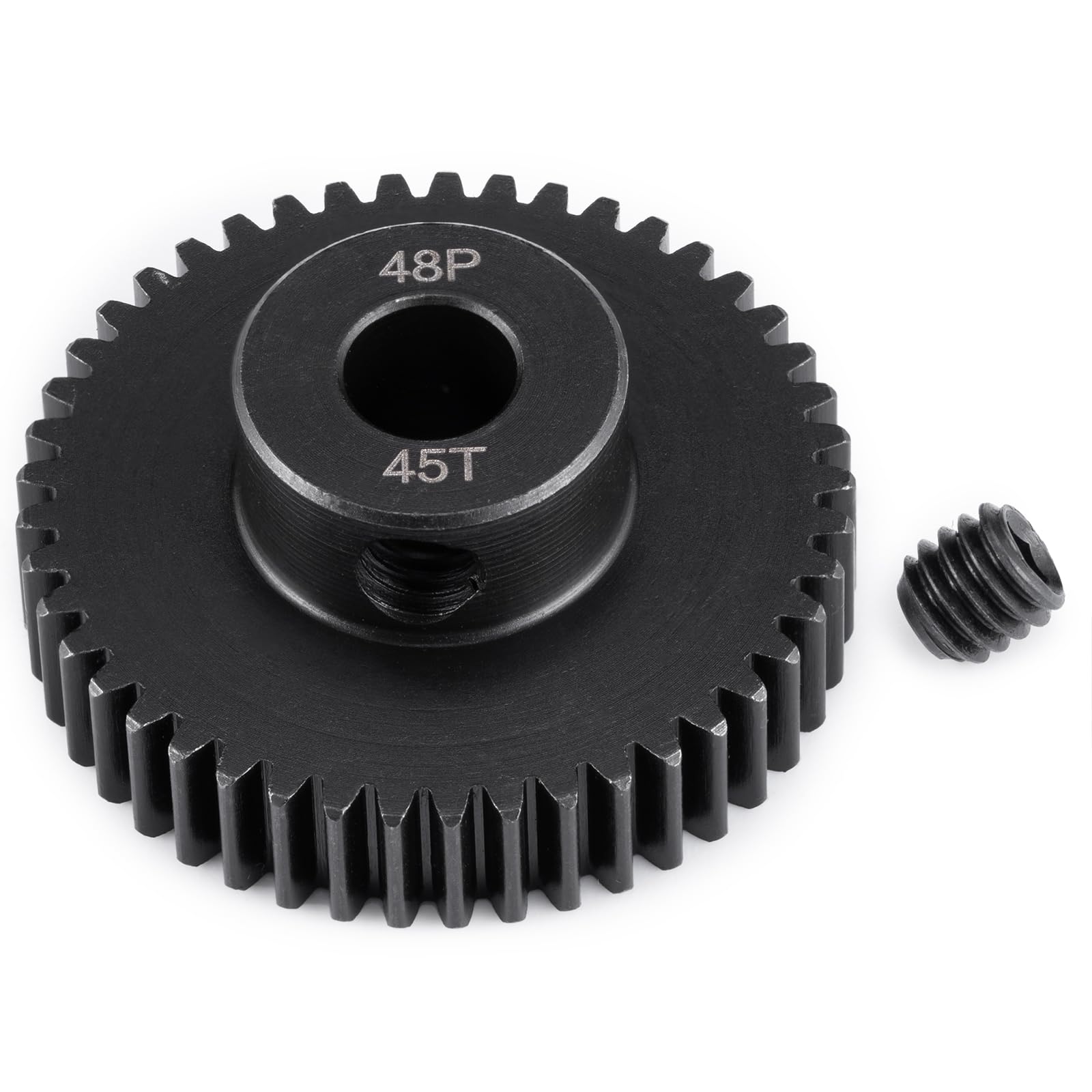 BRKRC Steel 48P Motor Gear 5mm Bore 40-45T Pinion Gears for 1/10 1/8 1/6 1/5 RC Buggy Monster Truck Drift Car Off-Road Crawler Part (45T)