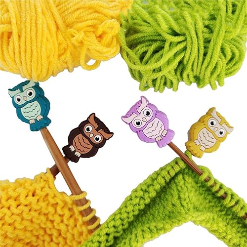 Miniatura 10 de Toeloioh 4 tapones de aguja de tejer, protectores de punta de aguja de mono, pingüino, búho, pez, pez, búho, tapas de extremo para tejer, accesorios