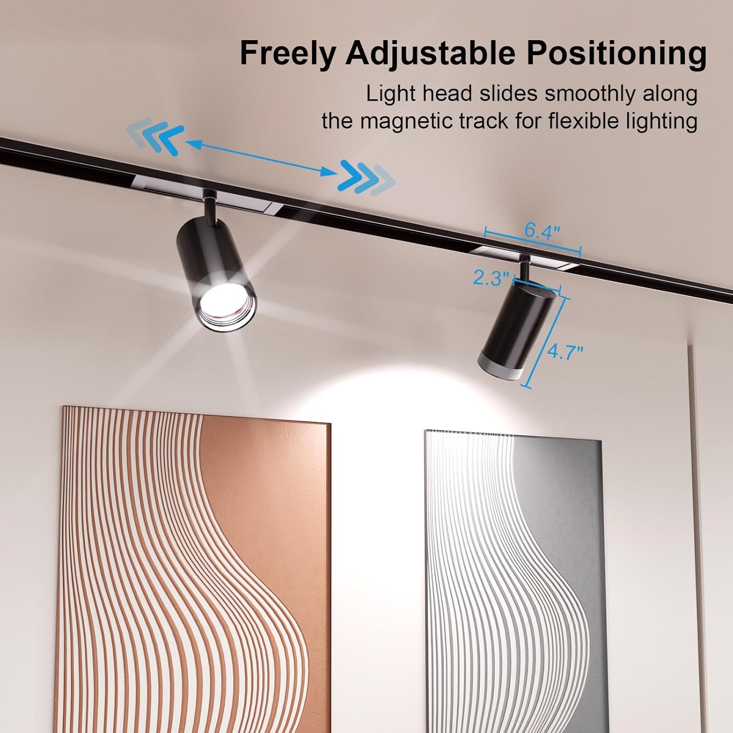 Adjustable Focus Spotlight, 18W Magnetic Track Light Head, 24V LED Lamp, Rotatable Spotlight, Smart Control via App, Remote & Voice, Dimmable & CCT 2700K-6000K, Beam Angle 20°-45°