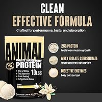 Vista 5 de Animal Proteína de suero aislado en polvo - Cargado para constructor muscular pre y post-entrenamiento y recuperación con enzimas digestivas