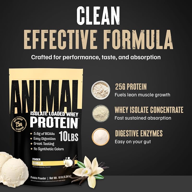 Animal Whey Isolate Protein Powder, 25G High Protein | Vanilla 10LB image 5