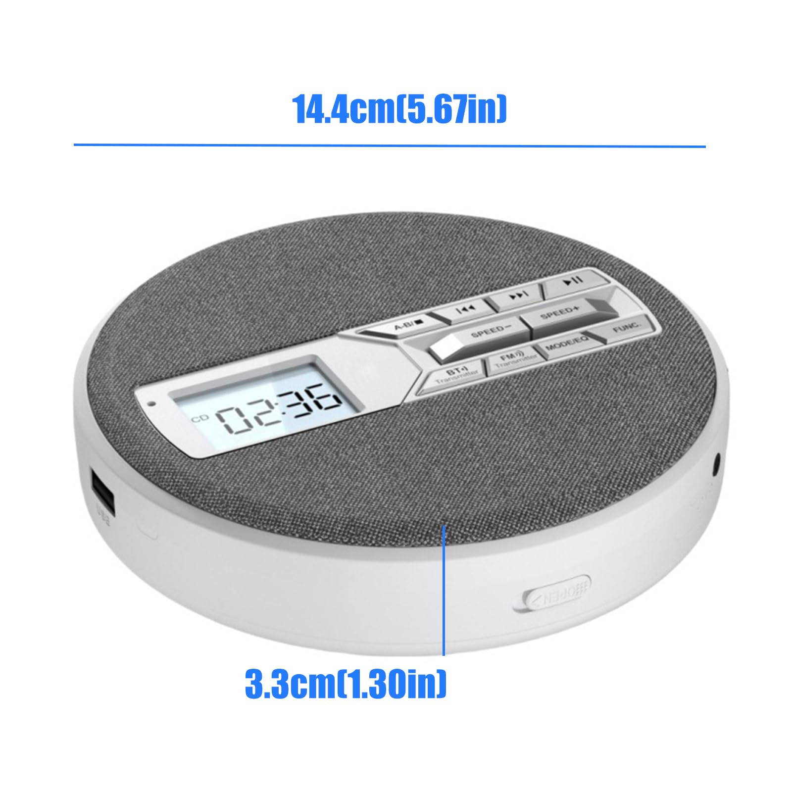 Lettore musicale multiformato con uscita da 3,5 mm e pulsante retroilluminato per disco LCD per casa e viaggio