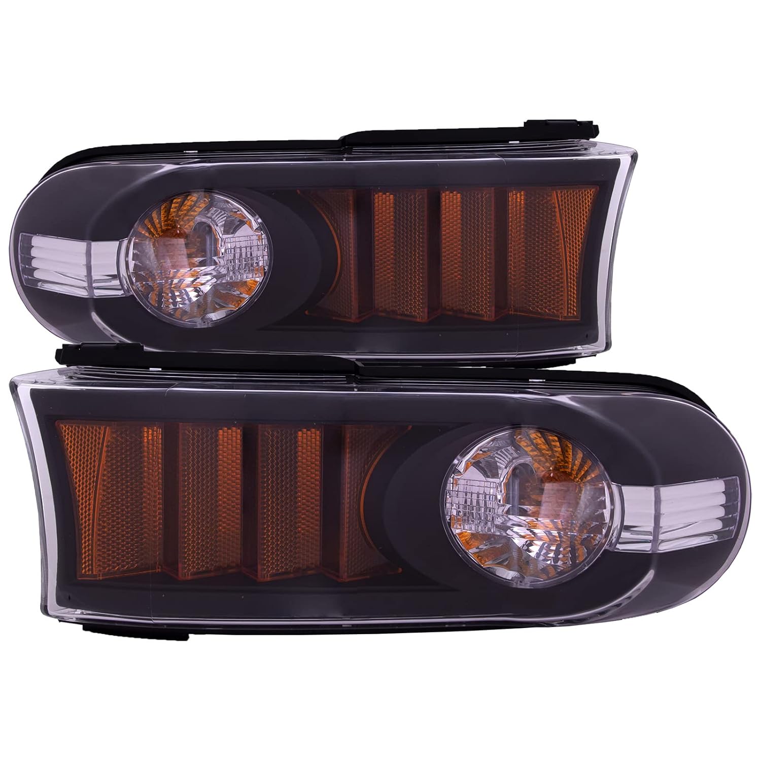 Headlights Depot Headlights Depot for Parking Signal Lights Pair w/Clear Lens Blk Bezel Left