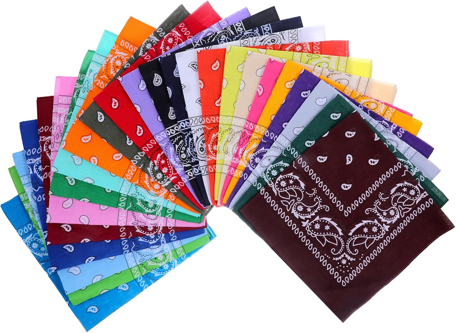 24 PCS Pure Cotton Paisley Printed Bandanas 22x22 Inches Fine thick Bandanas for Men and Women Square Bandana Scarf Head Wraps Paisley Cowboy Bandana Handkerchiefs for Hair