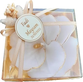 Giftsupstore Wedding Favors Guests Bulk- 50 Set Elegant Silver Design Orchid Candle -Custom Bridal Shower Gifts, Baby Shower & Personalized Bachelorette Party Candle Favors Decorative Floral Candles