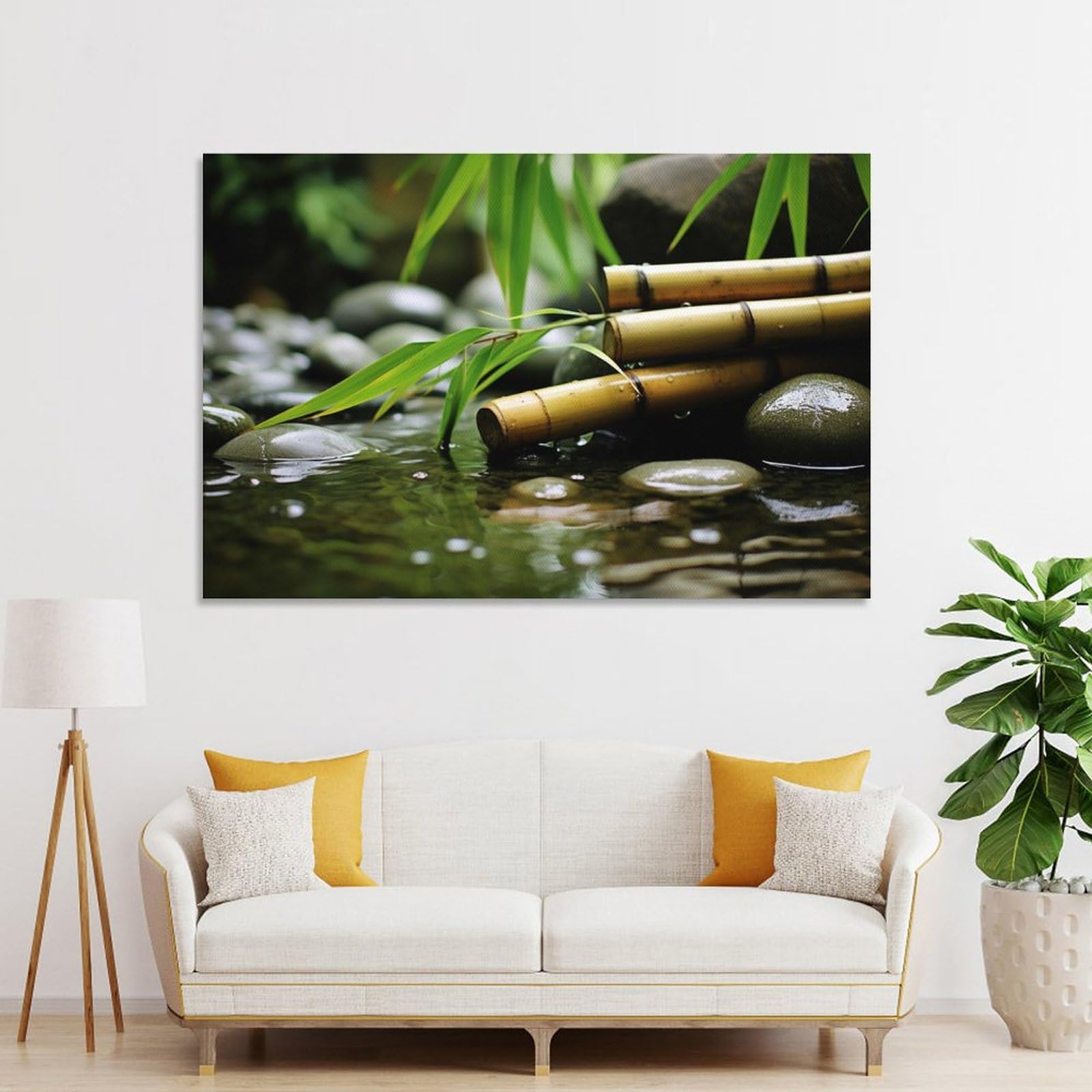 Amazon.de: AYAROS Moderne Bambus-Kunst-Posterdrucke, grner Bambus, klares  Wasser, Natur, Mode, Leinwand, Wanddekoration, Kunstwerk fr Home Office