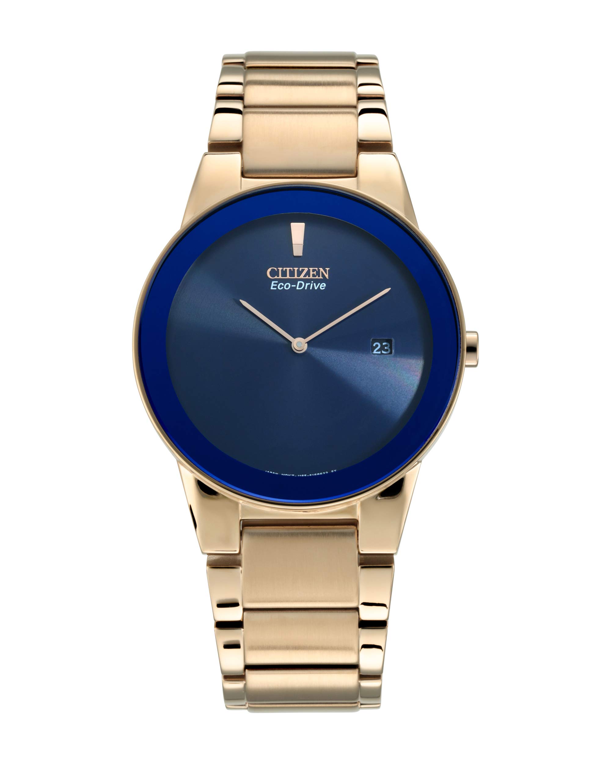 citizen Stainless Steel Eco-Drive Axiom Analog Blue Dial Men Watch-Au1066-80L, Rose Gold Band-picture-18