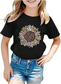 Tops Adolescentes Blusa Niñas Camiseta de Manga Larga Estampada Camiseta Colorida Niños Manga Larga Cuello Redondo Tops Adolescentes Niñas Tops Casual Camiseta
