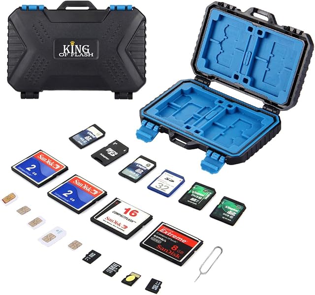 KING OF FLASH 26 Slot SD Card Holder Memory Card Case - Storage for 4 CF + 8 SD + 9 Micro SD + 1 Standard SIM + 2 Micro SIM + 2 Nano SIM + 1 Sim Removal Tool