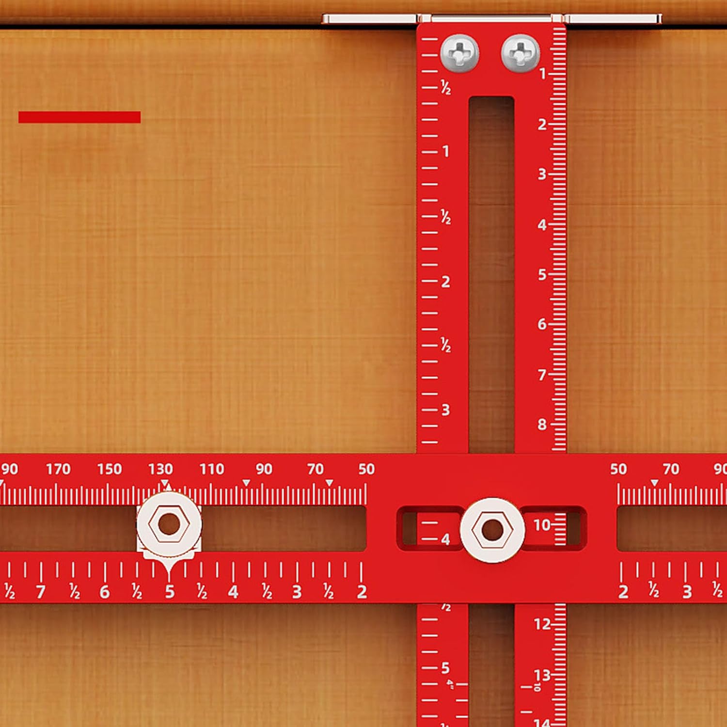 Adjustable Cabinet Hardware Jig Template Tool, Aluminum Alloy Handle for Drawer Woodworking Punch Position, Inch mm Sizes, Clear Marking, Accurate Movement, Easy Hole Control