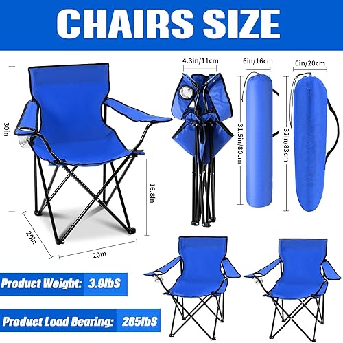 Miniatura 3 de Juego de 5 sillas de campamento portátiles de verano y mesa de camping plegable, silla plegable de tela Oxford para exteriores, mesa de campamento