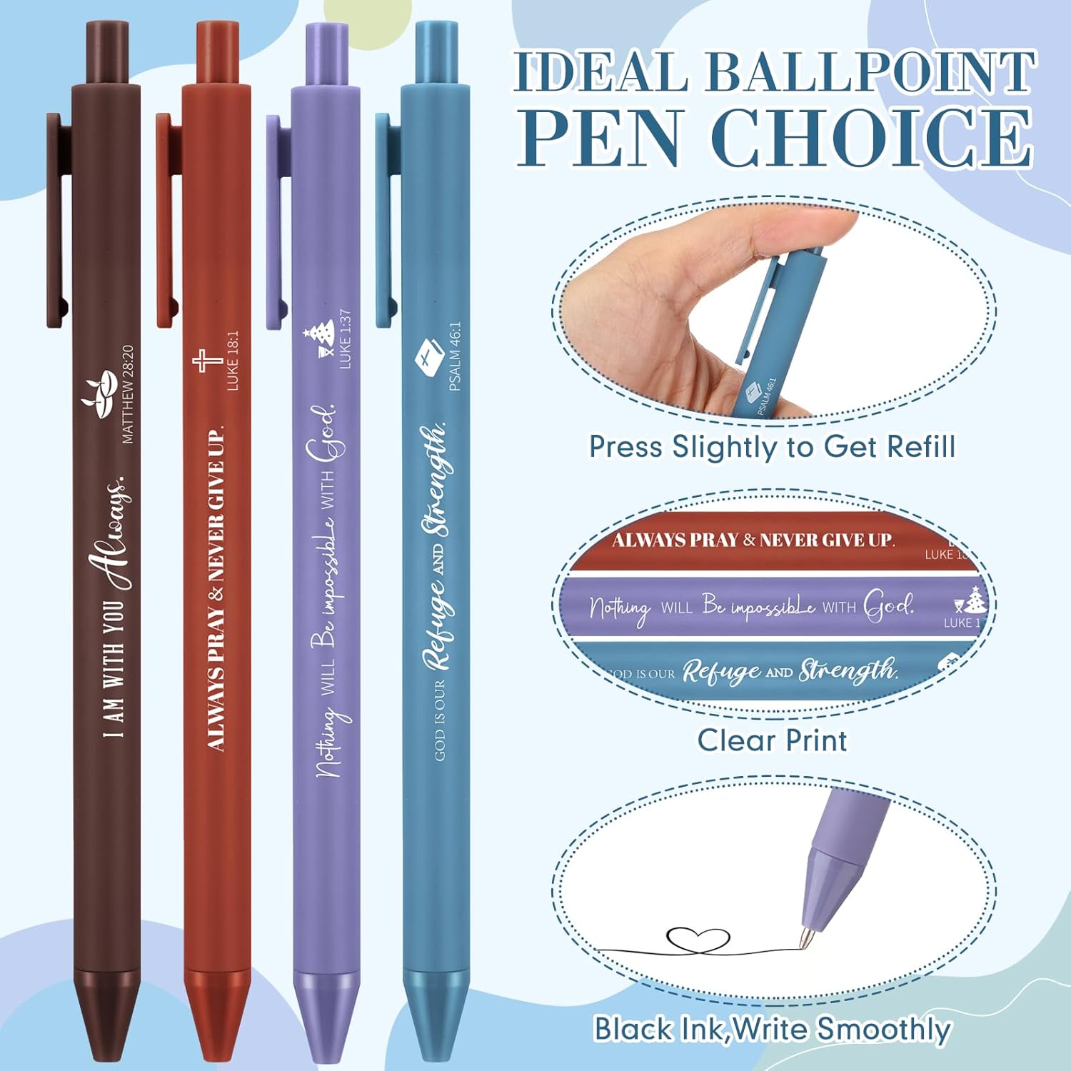 100 Pcs Christian Gifts Bulk Bible Verse Pens Inspirational Quotes Scripture Ballpoint Pens Christian Gift for Bible Women Employee Sunday School Study(Morandi Color) - Image 4