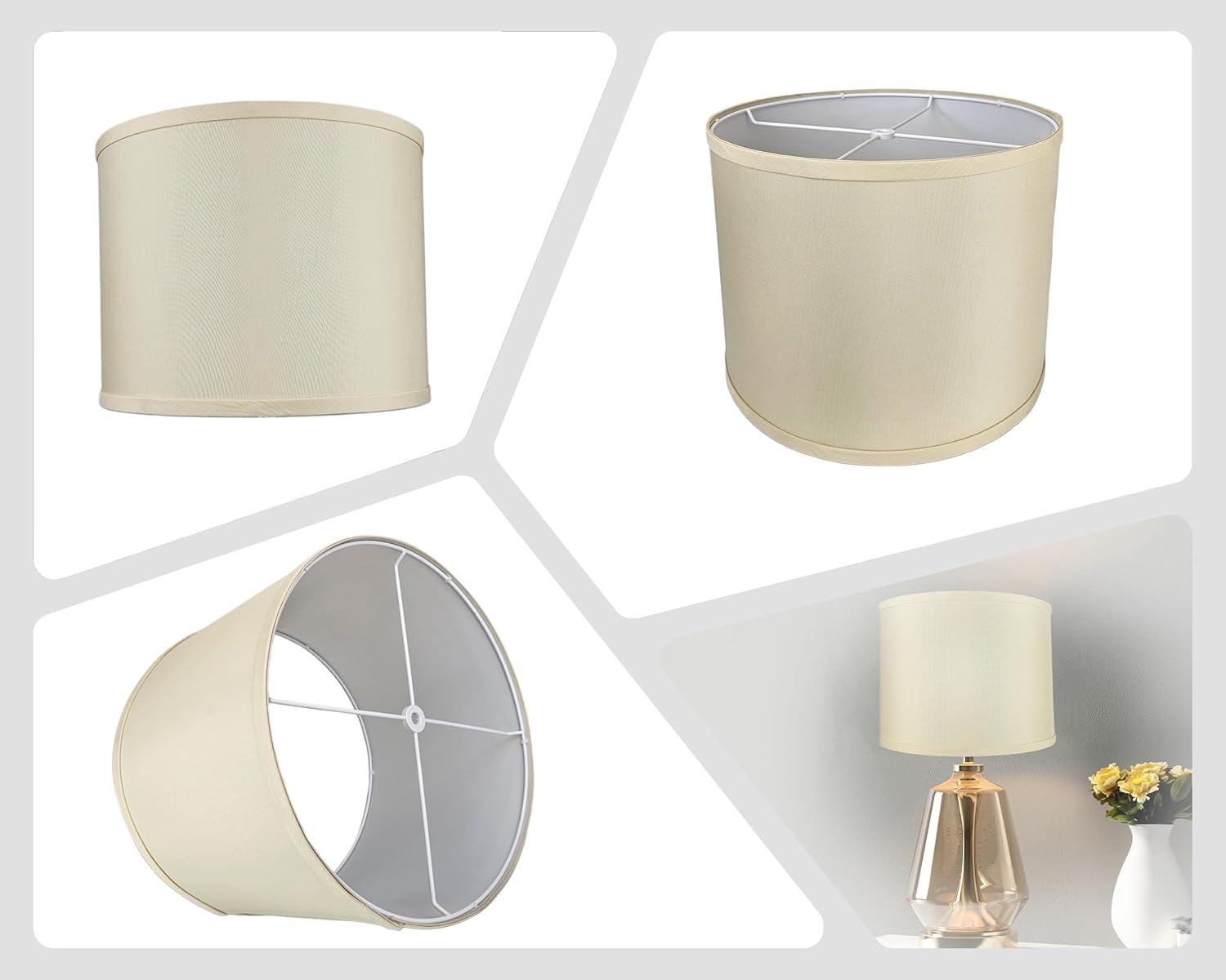 Royal Designs, Inc. HB-647-13BG-2 Do-It-Yourself Easy Assembly Hardback Drum Lamp Shade, 13 x 13 x 10, Beige, 2-Pack