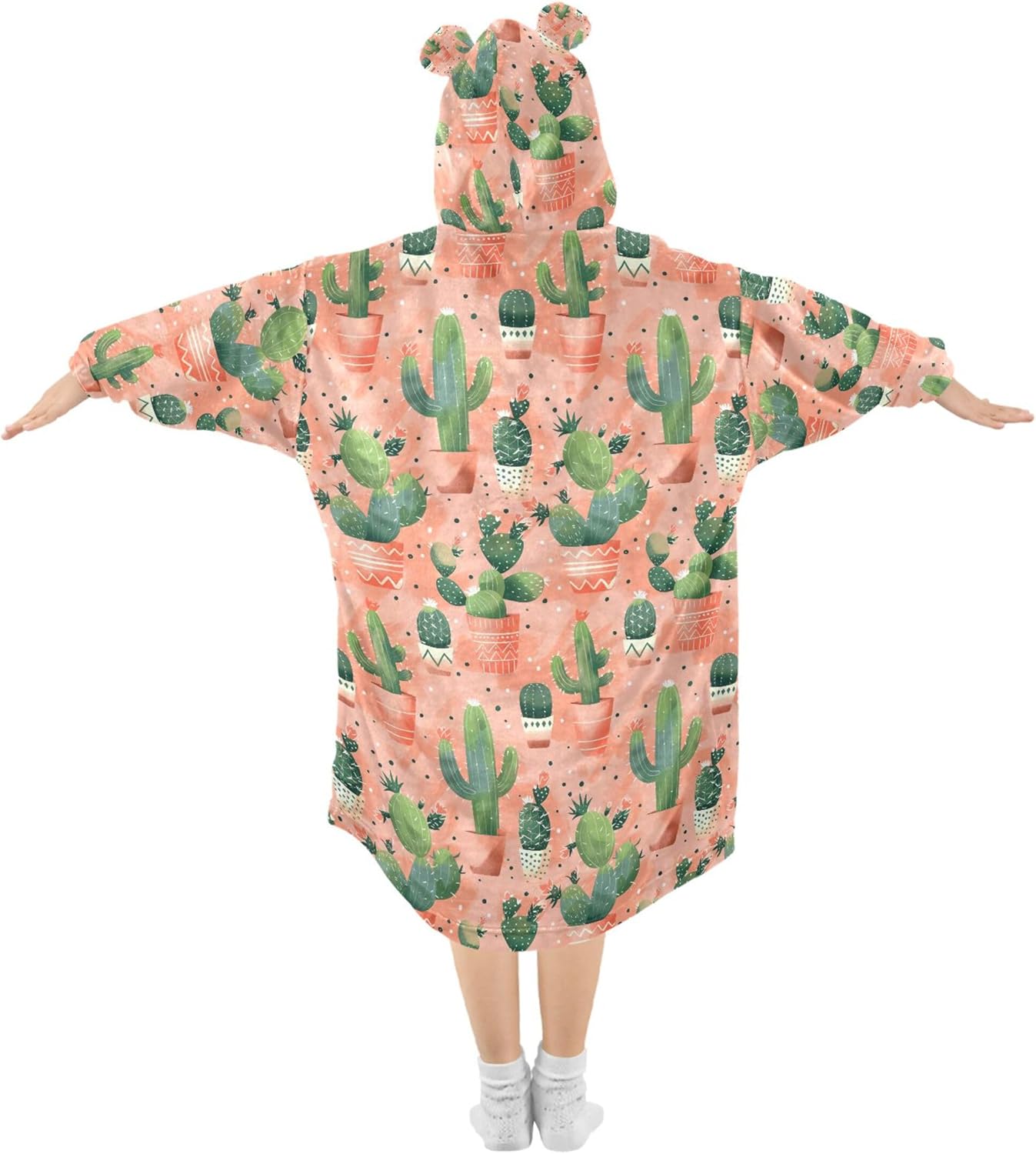 Cactus Kids Wearable Blanket Hoodie with Pocket and Sleeves for Toddlers, Cute Hoodies 3-14 Year Girls Boys B0403570