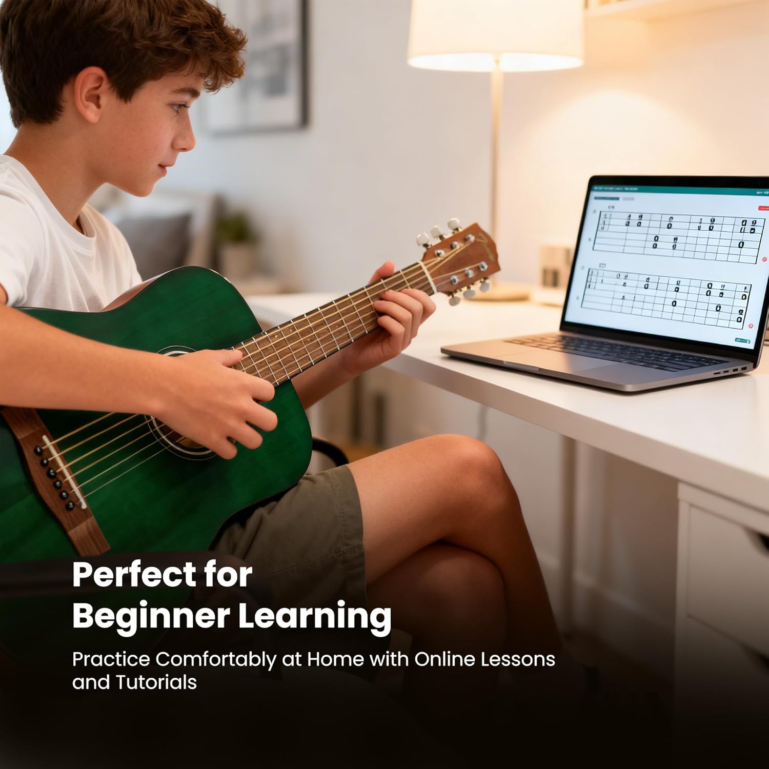 Fender FA-15 3/4-Scale Kids Steel String Acoustic Guitar - Green Learn-to-Play Bundle with Gig Bag, Tuner, Strap, Picks, and Austin Bazaar Instructional DVD