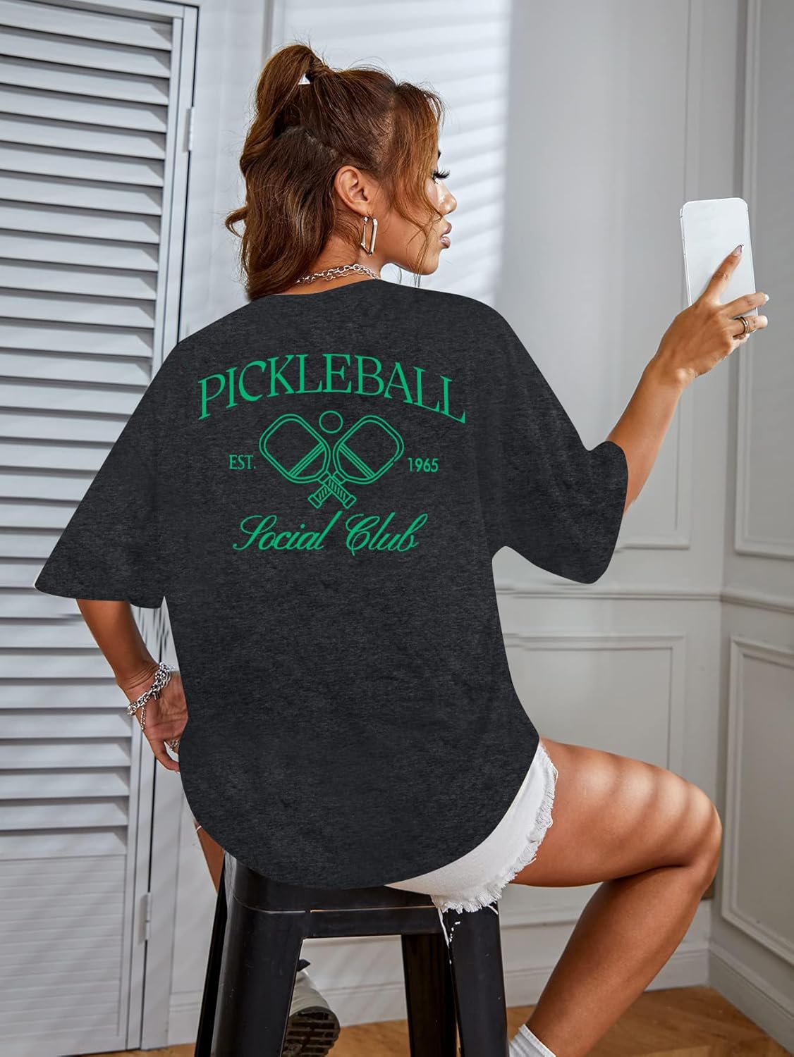 Pickleball Shirt Women Funny Oversized Pickleball Team Graphic T-Shirt Baseball Fan Tee Short Sleeve Tops - Image 2
