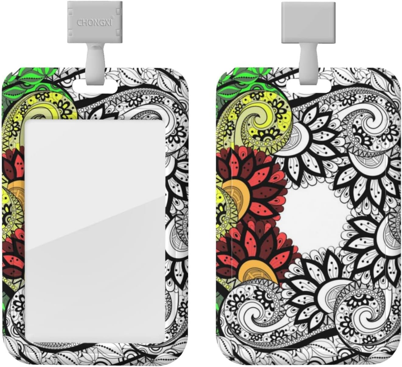 Lanyard Card Holders Mandala Yin Yang Badge Holders with Lanyard Fashionable Vertical Card Badge Holders Plastic Slide Cover Clear Id Window Detachable Neck Lanyard for Men Women Teen