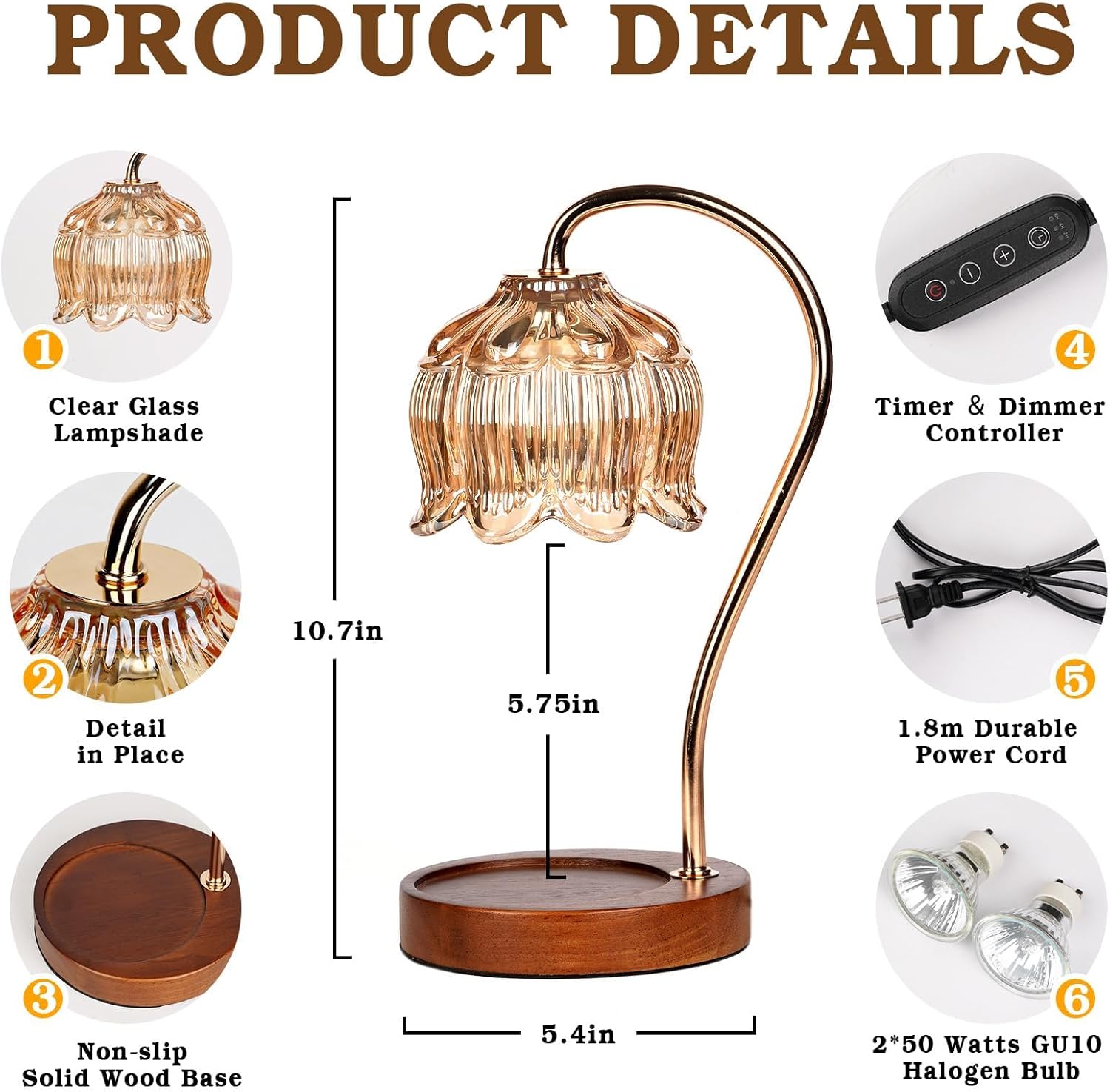 Flower Candle Warmer Lamp with Timer, Dimmable Candle Lamp Warmer, Mothers Day Birthday Gift for Women Her Mom, House Warming for New Home Decor, Lotus Wax Warmer for Yankee Candles