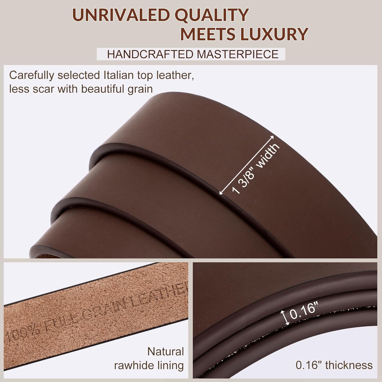 Mens Leather Belt, Ratchet Belts for Men Full Grain Leather Handmade, 100% Italian Top Genuine Leather Dress Belt