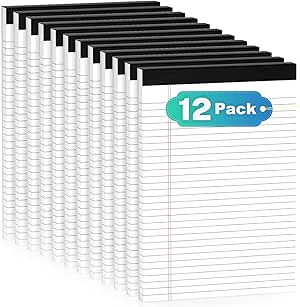 12 Pack Legal Pads 8.5 x 11 Basic Note Pads 8.5 x 11 - Premium Quality 21lb Paper Lined Notepad - Wide Ruled Writing Pads Perfect for Writing and Note-Taking - 30 Sheets per Pad