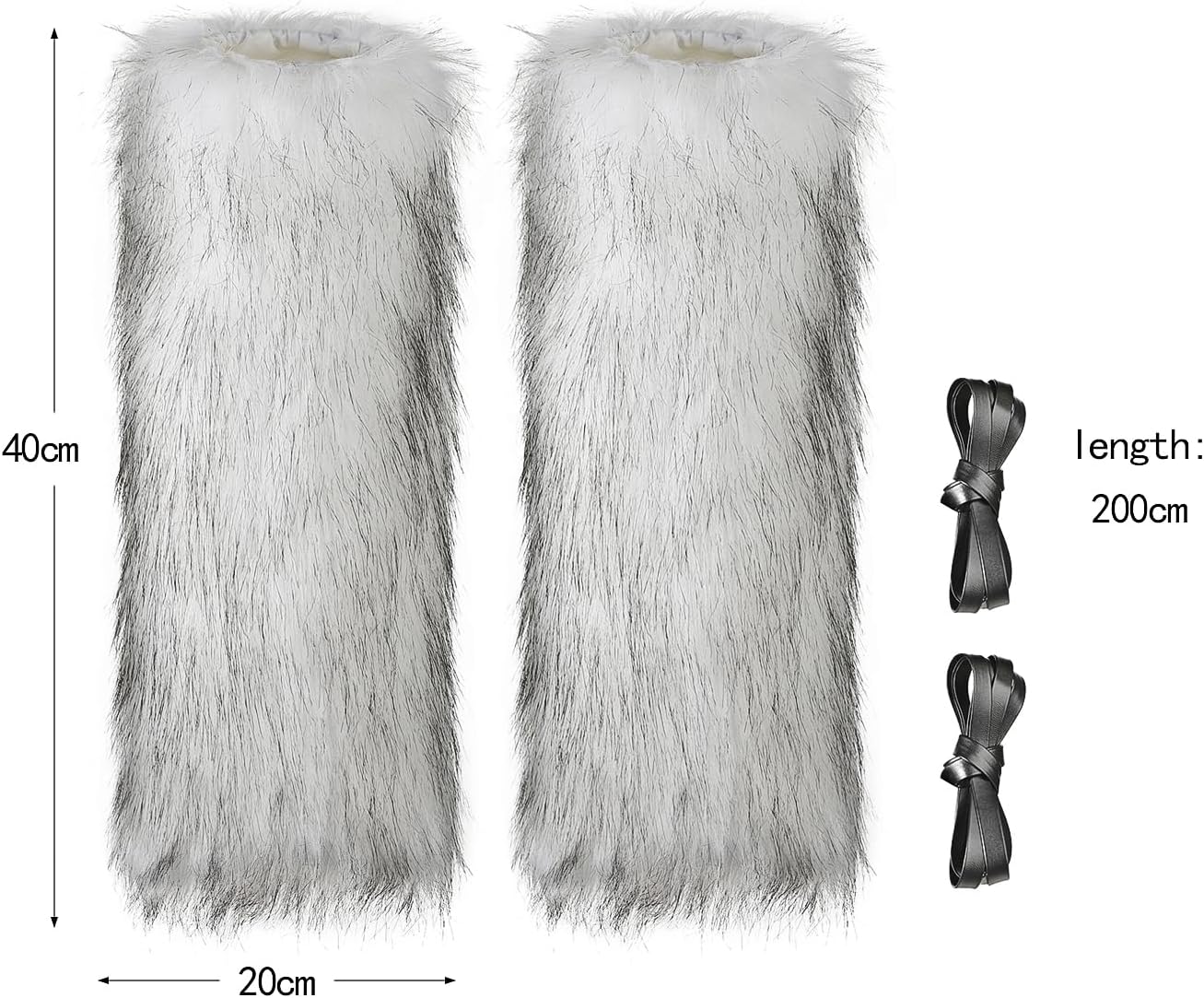 PENINSULA LOVE Faux Fur Leg Warmers with Strap Y2k Fuzzy Boot Cuffs Covers Medieval Viking Costume Accessories for Women - Image 7