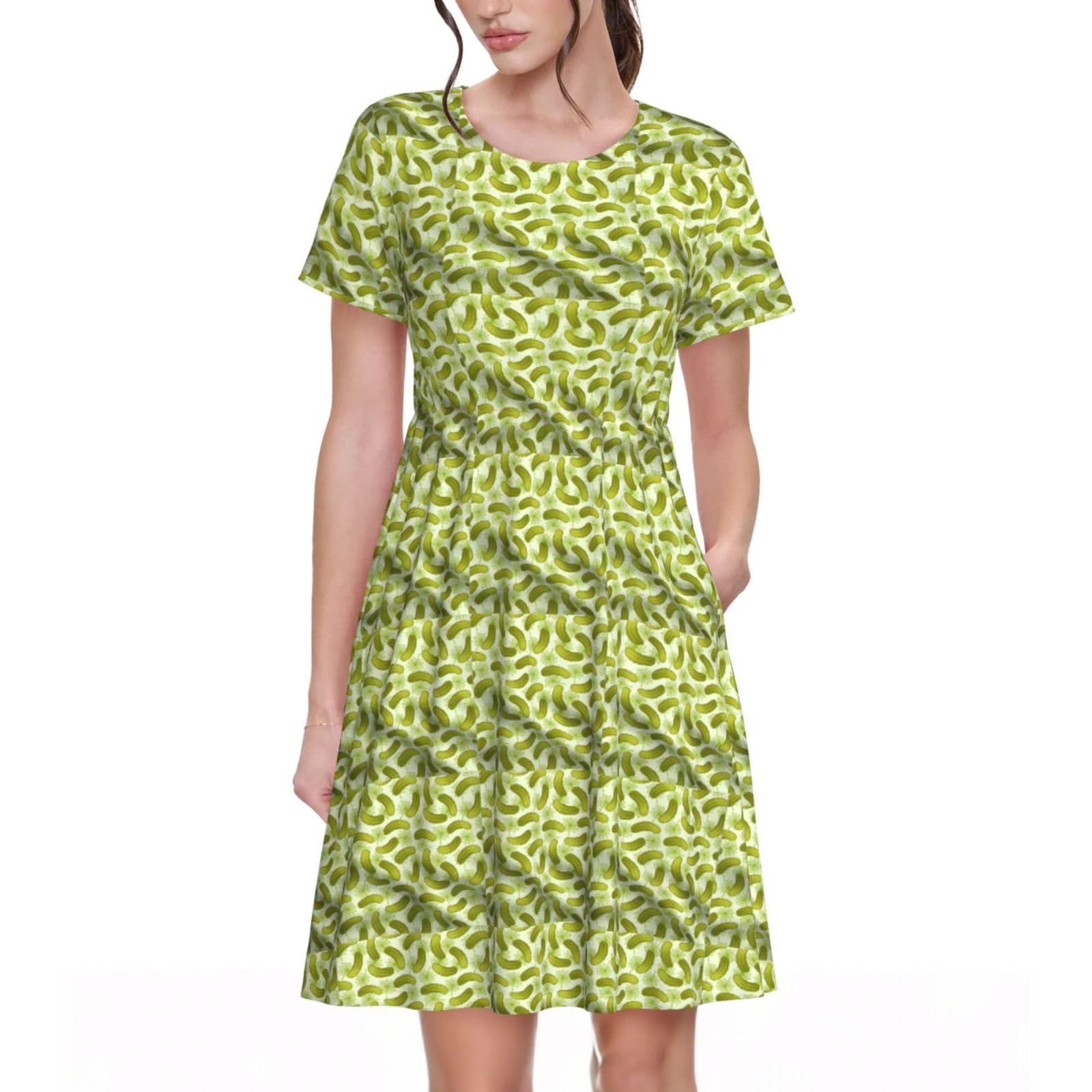 Robe d'été motif sushi aneth cornichons à coupe fluide décontractée - 8