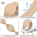 Tobfit Waterproof AirTag Bracelet for Kids – Soft Silicone AirTag Holder for Apple AirTag (2nd Gen & 1st), Adjustable Anti-Loss Watch Band for Kids 3 Years and Up - Milk Tea gallery image