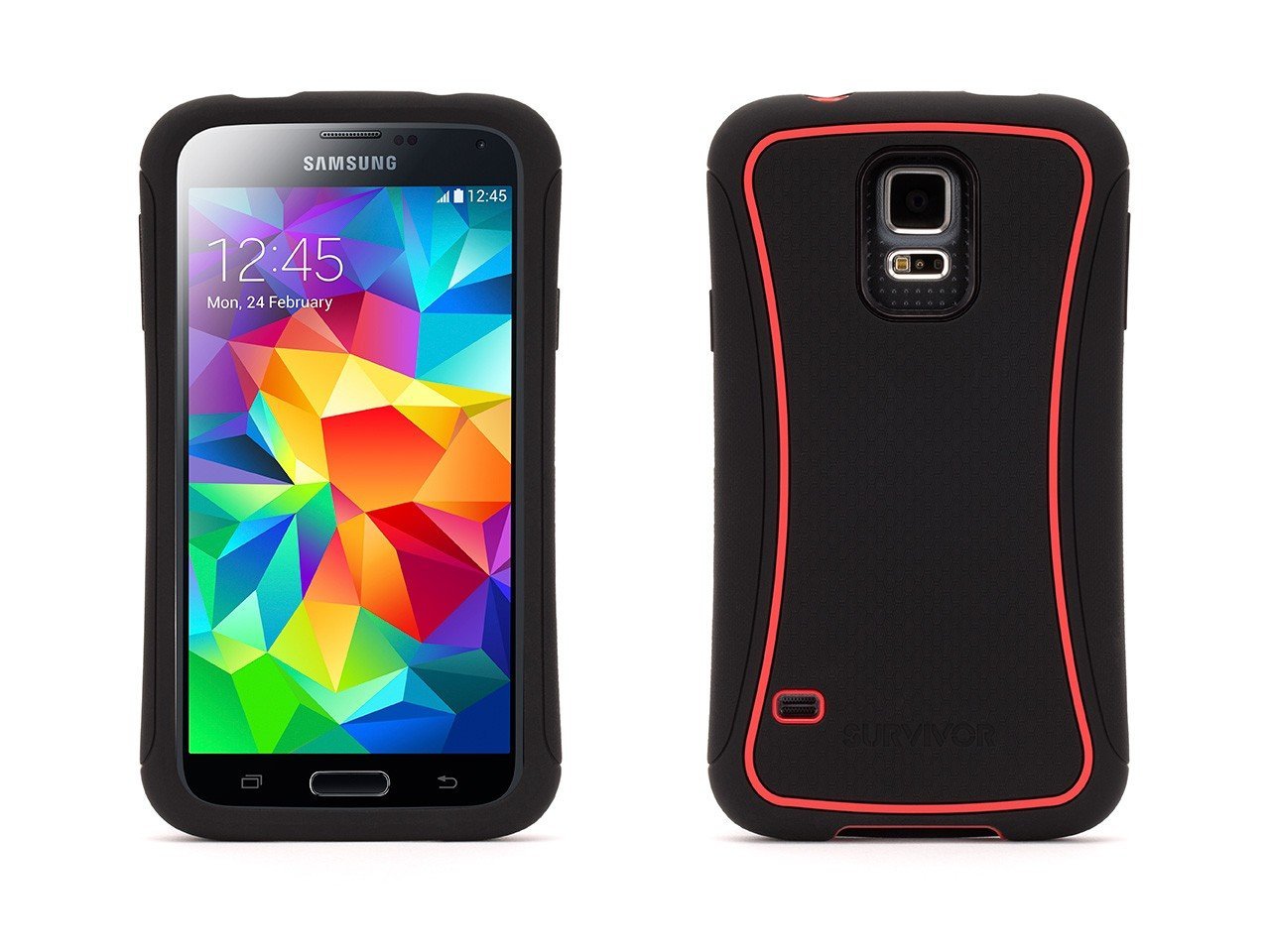 Griffin Griffin Galaxy S5 Rugged Case, Survivor Slim Case, Black/Red - Mil-Spec Protection for Every Day