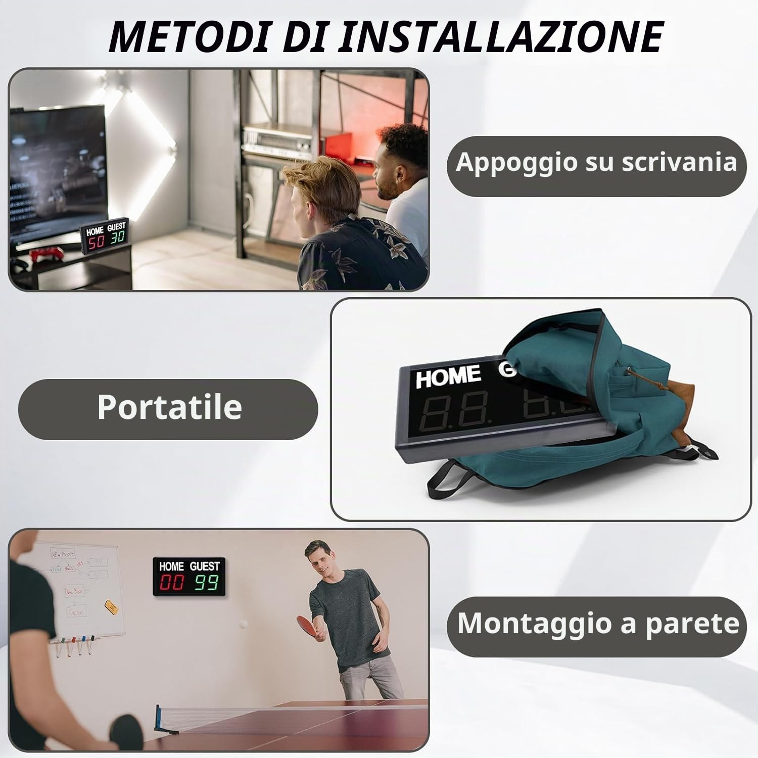 Tabellone segnapunti portatile di Digital del tabellone segnapunti di Digital con telecomando per pallacanestro, calcio, pallavolo
