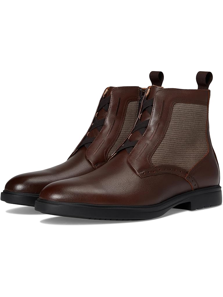 Brown Stacy Adams Thompson Elastic Lace Inside Zip Boots